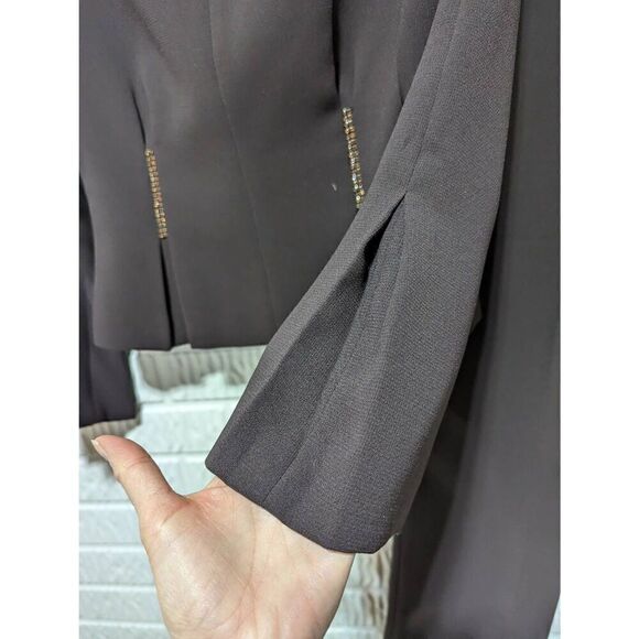 Allen B. Schwartz Women's Brown Polyester Rhinestone Trimmed Pant Suit Size 2 - Picture 5 of 9